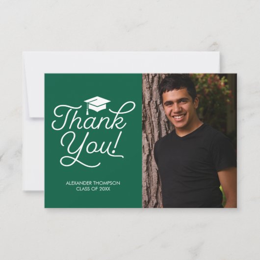 Carte de remerciements de diplôme - Simple, Photo, (Devant)