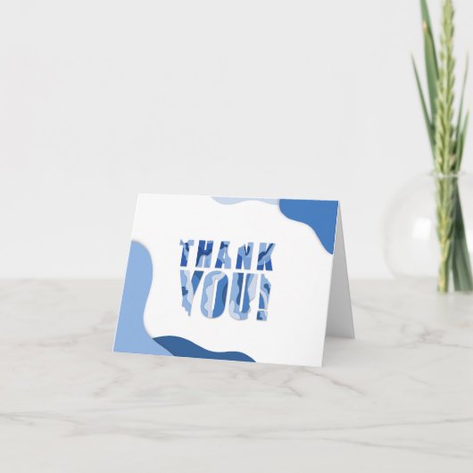 Carte de remerciements de dossier - Bleu (Devant)