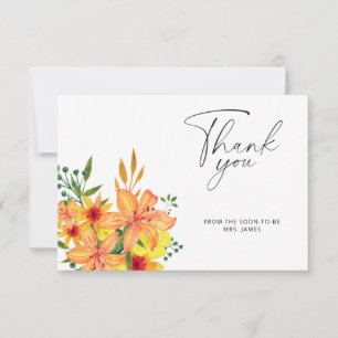 Carte de remerciements de douche à nuptiale orange