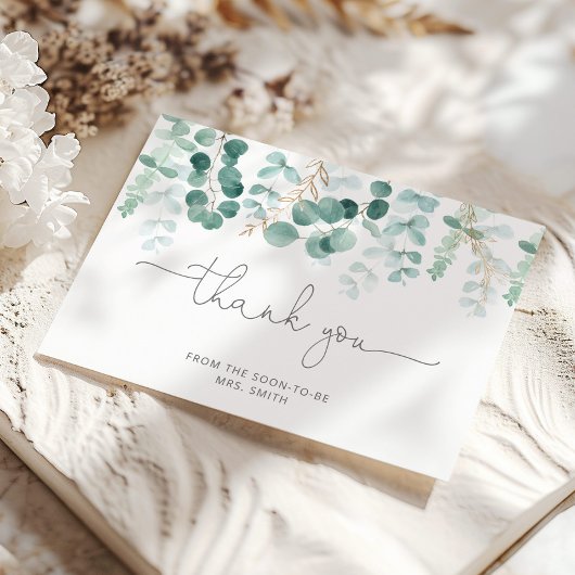 Carte de remerciements de douche nuptiale à l'euca