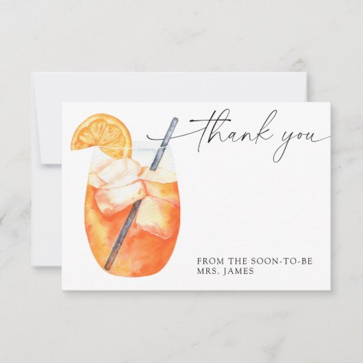 Carte de remerciements de douche nuptiale Aperol (Devant)