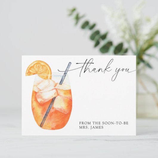 Carte de remerciements de douche nuptiale Aperol (Debout devant)