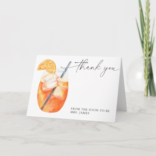 Carte de remerciements de douche nuptiale Aperol (Devant)