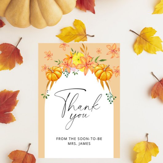 Carte de remerciements de douche nuptiale citrouil