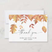 Carte de remerciements de douche nuptiale feuille  (Devant)