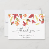 Carte de remerciements de douche nuptiale feuille  (Devant)