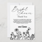 carte de remerciements de douche nuptiale fleur sa (Devant)