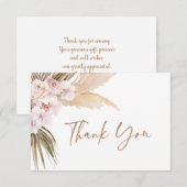 Carte de remerciements de douche nuptiale Pampas G (Devant / Derrière)