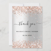 Carte de remerciements de douche nuptiale rose arg (Devant)