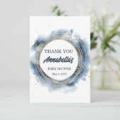 Carte de remerciements de douche pour bébé bleu (Debout devant)