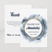 Carte de remerciements de douche pour bébé bleu (Devant / Derrière)
