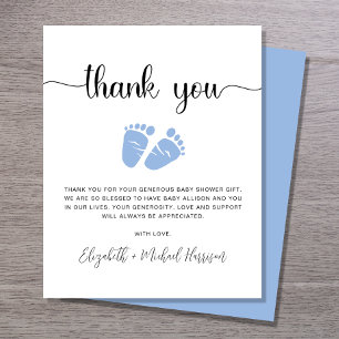 Carte de remerciements de douche pour bébé budget
