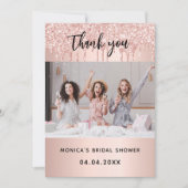 carte de remerciements de douche rose de mariée en (Devant)