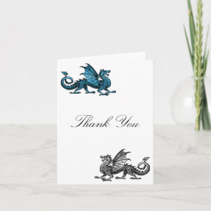 Carte de remerciements de dragon d'argent bleu