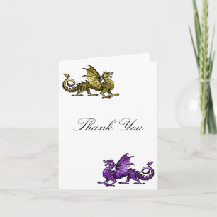 Carte de remerciements de dragon violet d'or