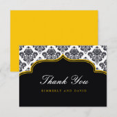 Carte de remerciements de Étiquette noir et jaune (Devant / Derrière)