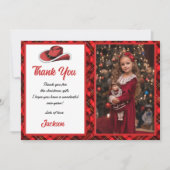 Carte de remerciements de fête Casquette de Noël o (Devant)