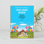 Carte de remerciements de fête d'anniversaire agri (Debout devant)