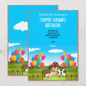 Carte de remerciements de fête d'anniversaire agri (Devant / Derrière)