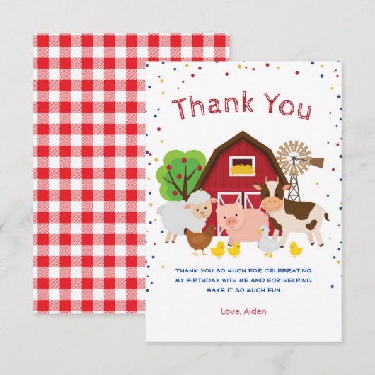 Carte de remerciements de fête d'anniversaire du z (Devant / Derrière)