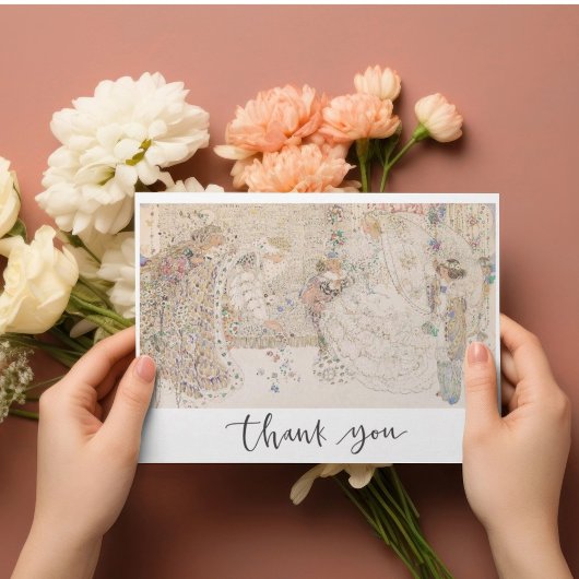 Carte de remerciements de Fête des mariées Art nou