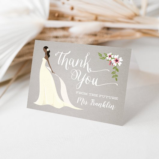 Carte de remerciements de Fête des mariées - cacao