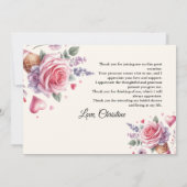 Carte de remerciements de Fête des mariées de crèm (Dos)