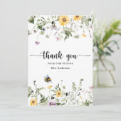 Carte de remerciements de Fête des mariées fleur s (Debout devant)