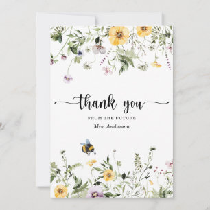 Carte de remerciements de Fête des mariées fleur s