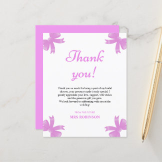 Carte de remerciements de Fête des mariées pourpre