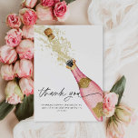 Carte de remerciements de Fête des mariées rose<br><div class="desc">Express votre gratitude avec notre Carte de remerciements de Fête des mariées rose Bubbly! Doté d'une bouteille de champagne rose et or chic, cette carte est parfaite pour remercier vos invités avec style. Personnalisez-le avec votre message sincère pour rendre chaque remerciement vraiment spécial. Objets correspondants dans notre magasin Cava Party...</div>