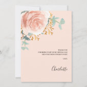 carte de remerciements de Fête des mariées rose à  (Dos)