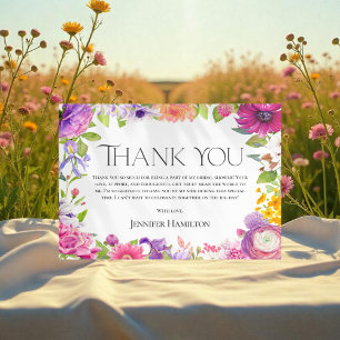 Carte de remerciements de Fêtes des mariées floral