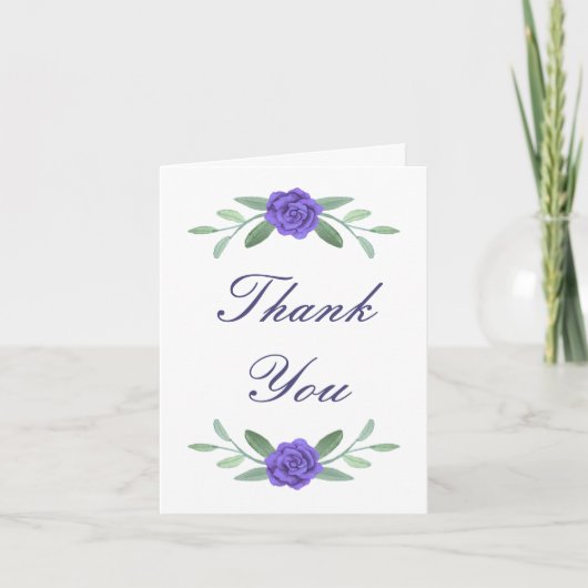 Carte de remerciements de feuillage bleu violet Fl (Devant)