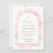 Carte de remerciements de feuillage d'aquarelle ro (Devant)