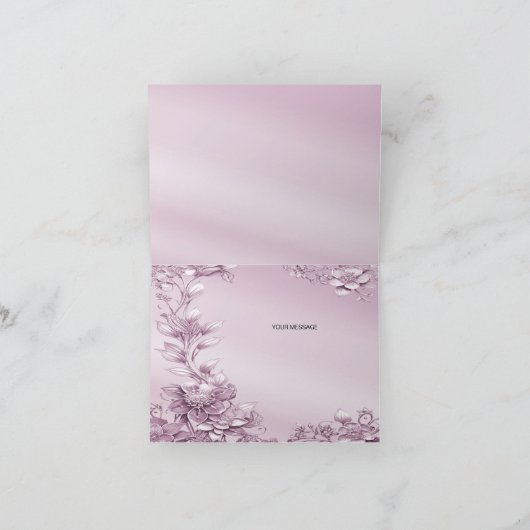 Carte de remerciements de feuillage rose (Intérieur)