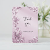 Carte de remerciements de feuillage rose (Debout devant)