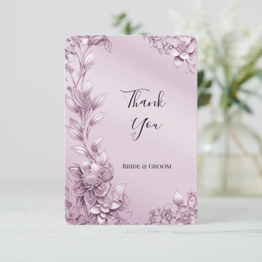 Carte de remerciements de feuillage rose (Debout devant)