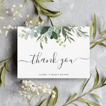 Carte de remerciements de feuillage vert Eucalyptu<br><div class="desc">Ce carte de remerciements est composé d'eucalyptus à aquarelle peinte,  de feuilles verts et de calligraphie moderne. Pour une personnalisation plus avancée de cette conception,  cliquez sur le lien "Customiser plus loin". Des articles correspondants sont également disponibles.</div>