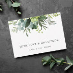 Carte de remerciements de feuillage vert Eucalyptu<br><div class="desc">Ce carte de remerciements est composé d'eucalyptus à aquarelle peinte,  de feuilles verts et de calligraphie moderne. Pour une personnalisation plus avancée de cette conception,  cliquez sur le lien "Customiser plus loin". Des articles correspondants sont également disponibles.</div>