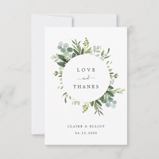 Carte de remerciements de feuillage vert Eucalyptu (Devant)