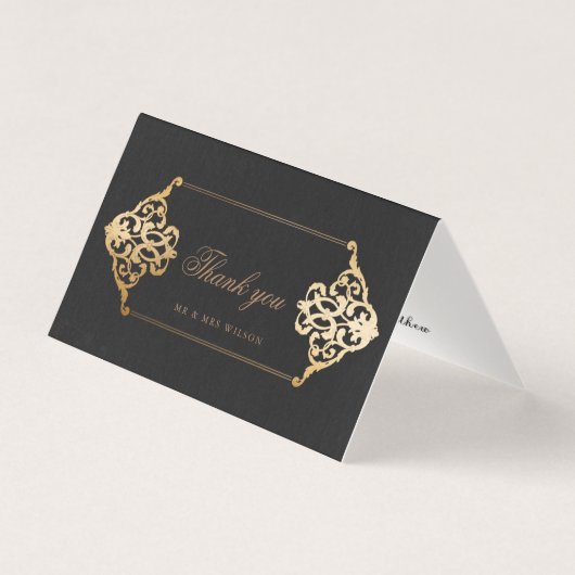 Carte de remerciements de feuille d'or à ornement  (Front)