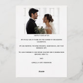 carte de remerciements de feuille d'or mariage (Verso)