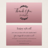Carte de remerciements de fidélité de remise or ro (Devant & derrière)
