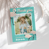 Carte de remerciements de Flamant rose bleu rétro