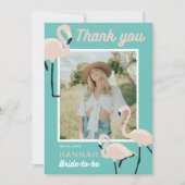 Carte de remerciements de Flamant rose bleu rétro (Devant)