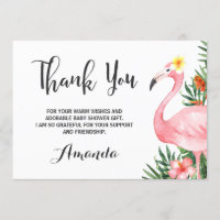 Carte de remerciements de Flamant rose de