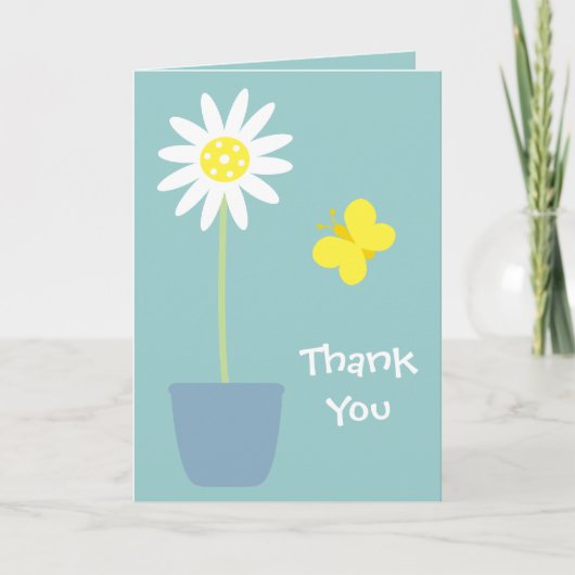 Carte de remerciements de fleur et de papillon (Devant)
