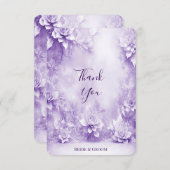 Carte de remerciements de fleurs blanches violette (Devant / Derrière)
