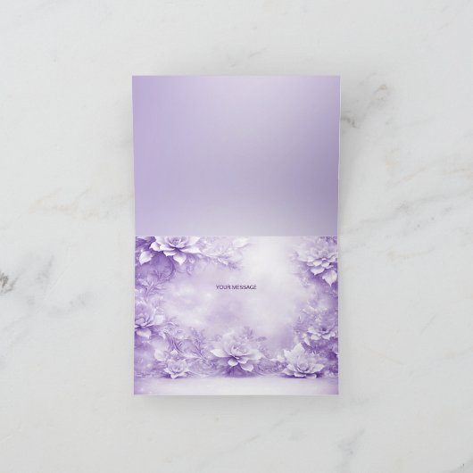 Carte de remerciements de fleurs blanches violette (Intérieur)